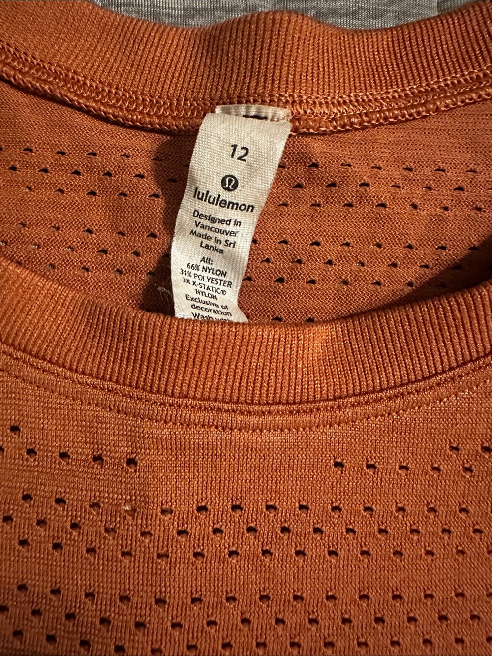 lululemon athletica Rust Orange Perforated Crewneck Top - Picture 2 of 3